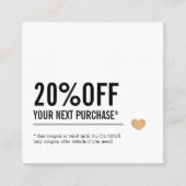 エレガント白黒線フェイク金ゴールドハート 割引カード (正面)