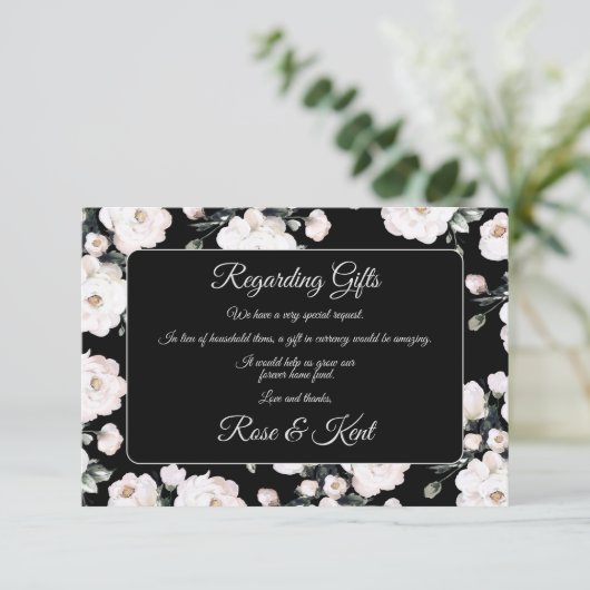 エレガント白黒花結婚柄 エンクロージャーカード (スタンド正面)