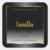 エレガント白黒製グラデーション品ラベル金ゴールドフレーム スクエアシール (正面)