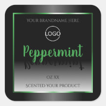 エレガント白黒製品ラベルの緑のフレームロゴ