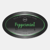 エレガント白黒製品ラベルの緑のフレームロゴ 楕円形シール (正面)