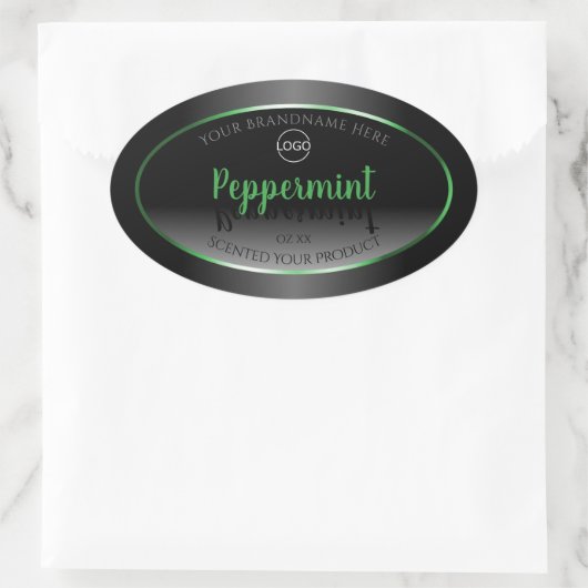 エレガント白黒製品ラベルの緑のフレームロゴ 楕円形シール (バッグ)