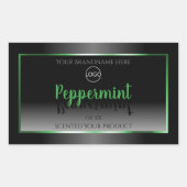 エレガント白黒製品ラベルの緑のフレームロゴ 長方形シール (正面)