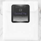 エレガント白黒製品ラベル青いフレームロゴ スクエアシール (バッグ)