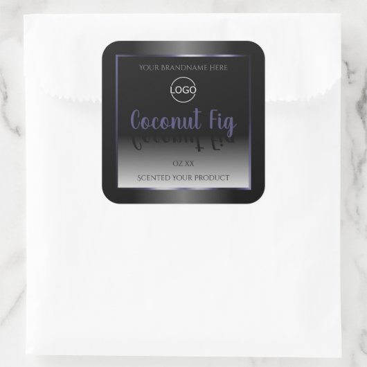 エレガント白黒製品ラベル青いフレームロゴ スクエアシール (バッグ)