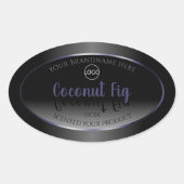 エレガント白黒製品ラベル青いフレームロゴ 楕円形シール (正面)