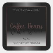 エレガント白黒製品ラベルBurgundyフレーム スクエアシール (正面)