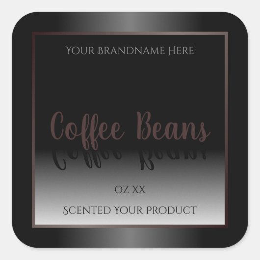 エレガント白黒製品ラベルBurgundyフレーム スクエアシール (正面)