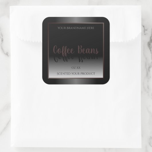 エレガント白黒製品ラベルBurgundyフレーム スクエアシール (バッグ)