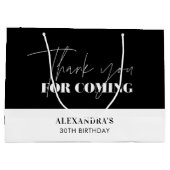 エレガント白黒誕生日ありがとう ラージペーパーバッグ (裏面)