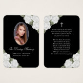 エレガント白黒追悼式祈りの言葉カード (正面&裏面)