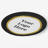 エレガント白黒金ゴールドここにロゴテンプレート ペーパープレート (アングル)