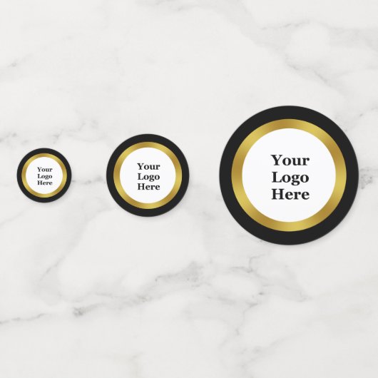 エレガント白黒金ゴールドのロゴはこちら コンフェッティ (裏面)