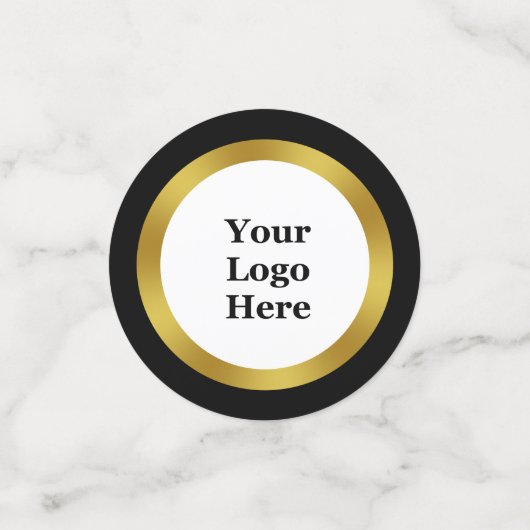 エレガント白黒金ゴールドのロゴはこちら コンフェッティ (スモール正面)