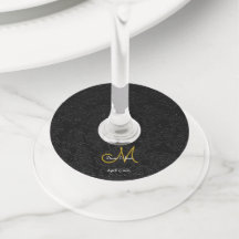 エレガント白黒金ゴールドシンプル結婚モノグラム