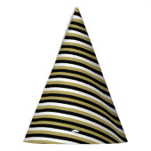 エレガント白黒金ゴールドストライプパターンパーティー パーティーハット (左)
