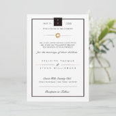 エレガント白黒金ゴールドストライプ結婚式招待状 招待状 (スタンド正面)