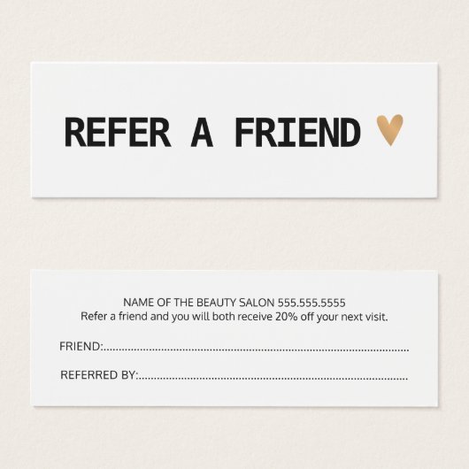 エレガント白黒金ゴールドハート参照カード (正面&裏面)