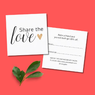 エレガント白黒金ゴールドハート美しいサロン参照器 紹介カード