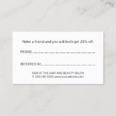 エレガント白黒金ゴールドハート美しいサロン 紹介カード (裏面)