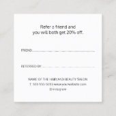 エレガント白黒金ゴールドハート美しいサロン 紹介カード (裏面)