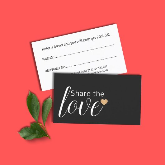 エレガント白黒金ゴールドハート美しいサロン 紹介カード