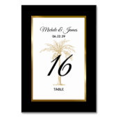 エレガント白黒金ゴールドパームモダンツ結婚リー テーブルナンバー (裏面)