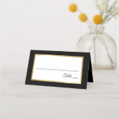 エレガント白黒金ゴールドパームモダンツ結婚リー プレイスカード (裏面)