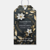エレガント白黒金ゴールドフローラ結婚リース ギフトタグ (裏面)