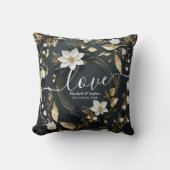 エレガント白黒金ゴールドフローラ結婚リース クッション (正面)