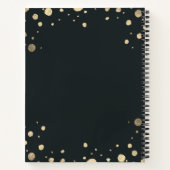 エレガント白黒金ゴールドフローラ結婚リース ノートブック (裏面)