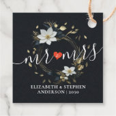 エレガント白黒金ゴールドフローラ結婚リース フェイバータグ (裏面)
