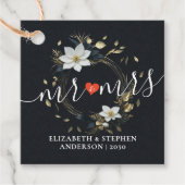 エレガント白黒金ゴールドフローラ結婚リース フェイバータグ (正面)