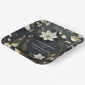 エレガント白黒金ゴールドフローラ結婚リース ペーパープレート (傾斜あり)