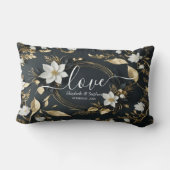エレガント白黒金ゴールドフローラ結婚リース ランバークッション (裏面)