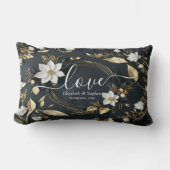 エレガント白黒金ゴールドフローラ結婚リース ランバークッション (正面)