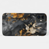 エレガント白黒金ゴールドフローラ繰り返しパターン Case-Mate iPhoneケース (裏面(横))