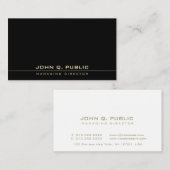 エレガント白黒金ゴールドミニマルテンプレート 名刺 (正面/裏面)