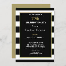 エレガント白黒金ゴールドメンズ70誕生日