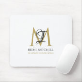 エレガント白黒金ゴールドモダンモノグラム名 マウスパッド (マウス)