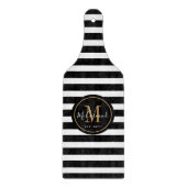 エレガント白黒金ゴールドモノグラパーソナライズされたム カッティングボード (正面)