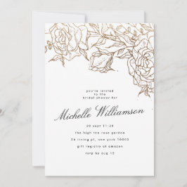 エレガント白黒金ゴールドリースブライダルシャワー 招待状