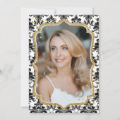 エレガント白黒金ゴールド写真50誕生日 招待状 (裏面)