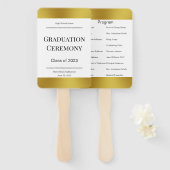 エレガント白黒金ゴールド卒業プログラム ハンドファン (正面&裏面)