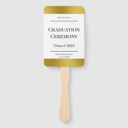 エレガント白黒金ゴールド卒業プログラム ハンドファン (正面)