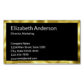 エレガント白黒金ゴールド名ジョブのタイトル連絡 マグネット名刺 (正面)