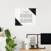 エレガント白黒金ゴールド大理石座席図 ポスター (ホームオフィス)