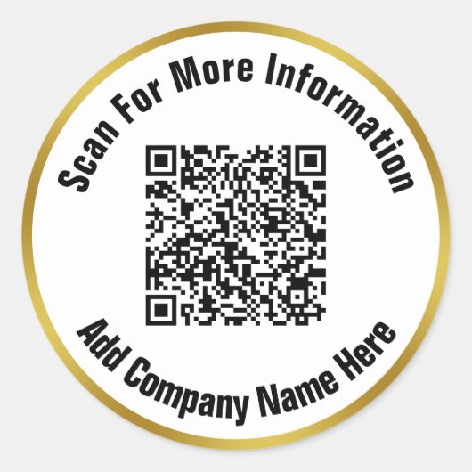 エレガント白黒金ゴールド文字スキャンQRコード ラウンドシール (正面)