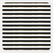 エレガント白黒金ゴールド水平ストライプ スクエアシール (正面)