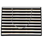 エレガント白黒金ゴールド水平ストライプ ラージペーパーバッグ (正面)